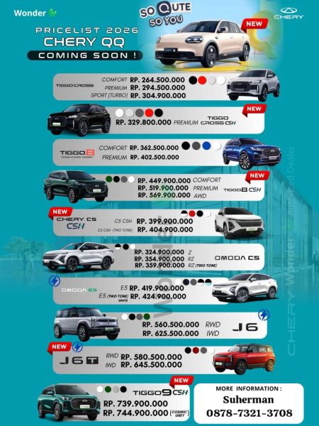 Pricelist Harga Chery 2026